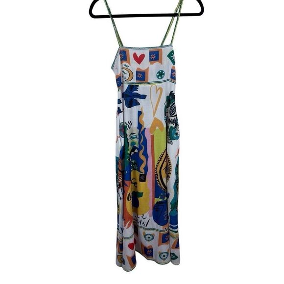 Boutique summer maxi dress in Picasso paint style- size L - Picture 1 of 7